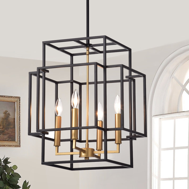 Lustre géométrique à 4 lumières de style bougie Justus
