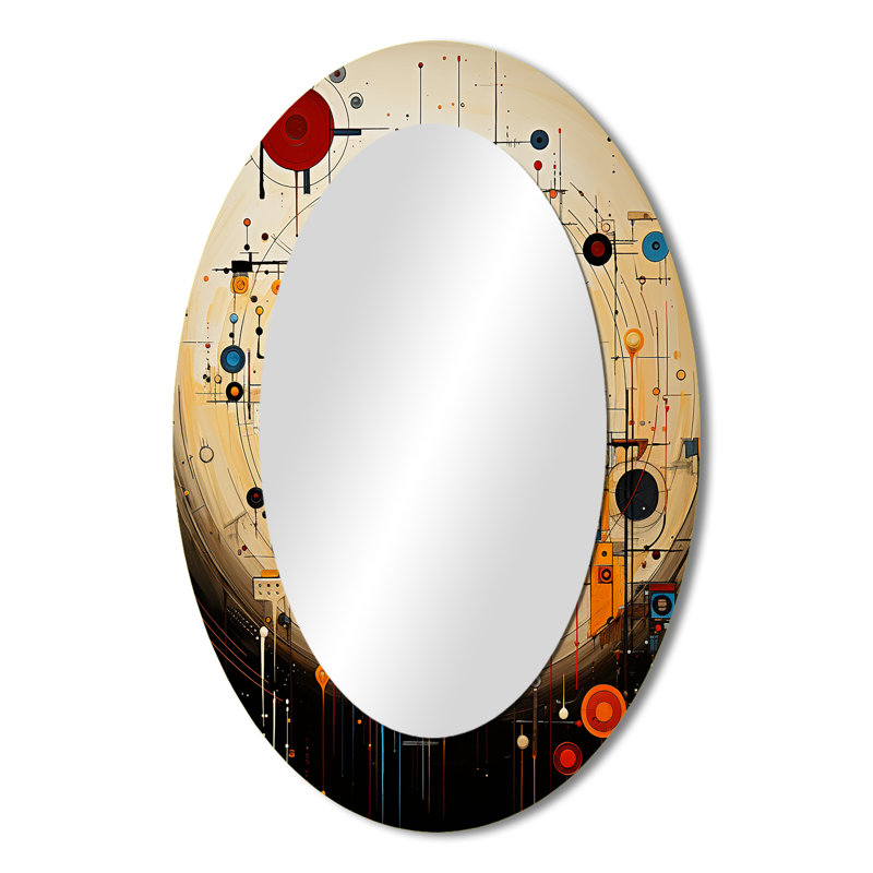 Native American Interconnected Elements Symbol - Blue Oval Wall Mirror Decor, 36" H x 24" W