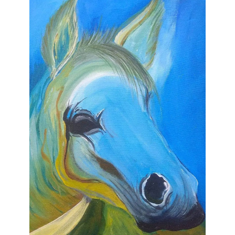 Cheval bleu | Acrylique sur toile | Par Kashiram Kharde