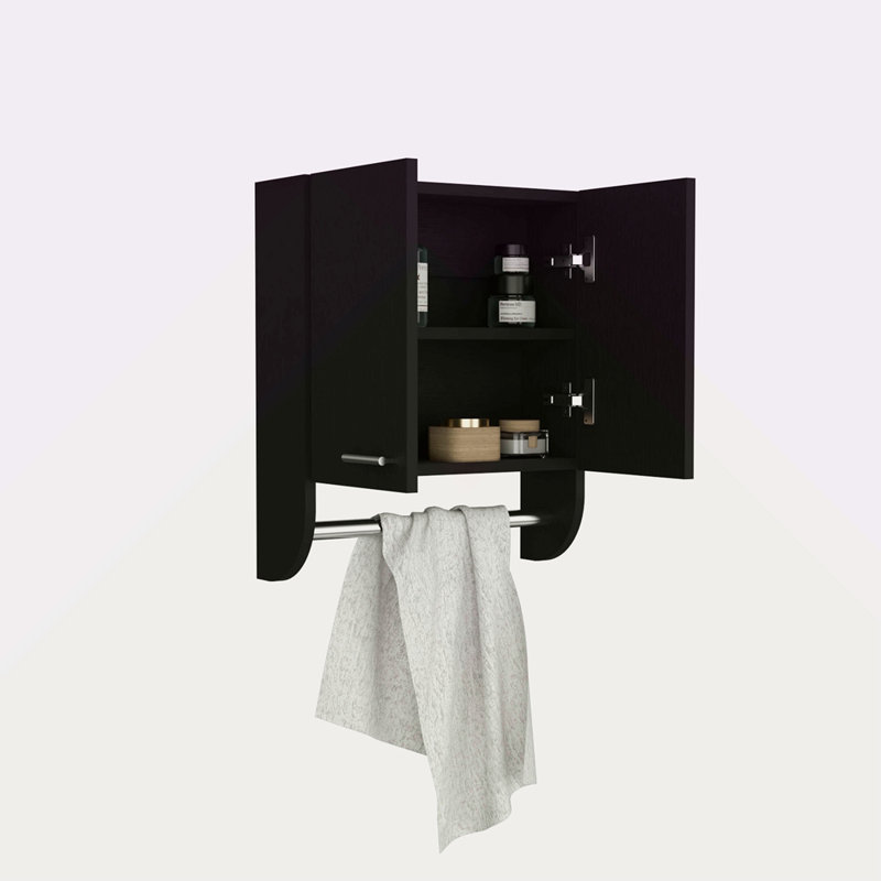 Armoire à pharmacie avec porte-serviette de 17,4 po de largeur avec deux tablettes intérieures et porte-tour pour la salle de bain, la cuisine et le vestibule