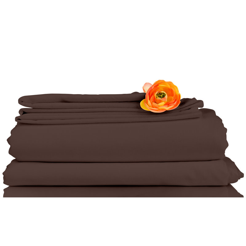 Bed Sheets Microfiber Sheet Set, Dark Brown, Queen