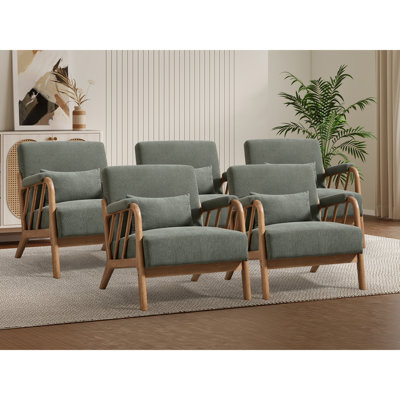 Chaise d'appoint moderne rembourrée en bois massif de 27,17 po de largeur avec coussin supplémentaire (ensemble de 5)