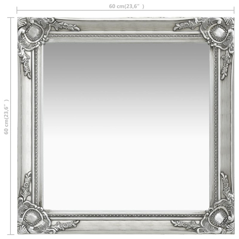 Ginsberg Wood Square Wall Mirror, 60cm H x 60cm W, Silver