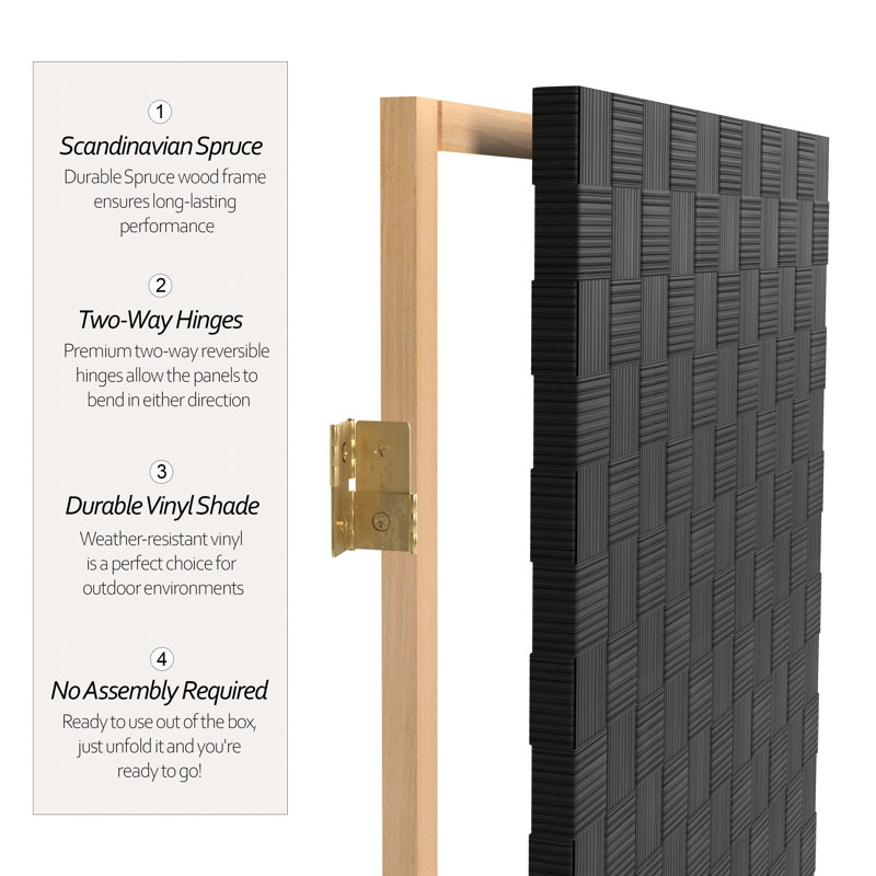 Outdoor Folding Screen, 8, 47" H, Black
