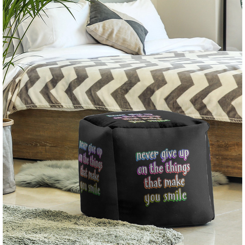 Repose-pieds cube, Noir / Mauve / Jaune