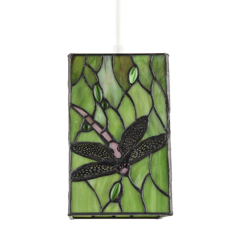 Stained Glass Dragonfly Rectangular Tiffany Pendant Light Shade By, Green