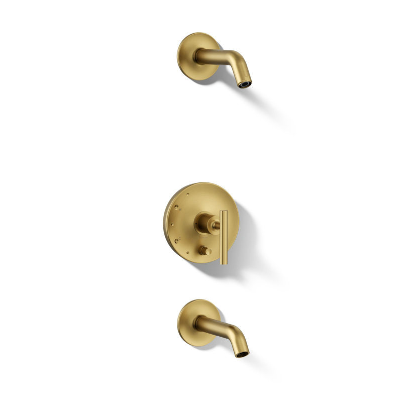 Purist Rite-Temp Bath And Shower Trim Set With Push-Button Diverter And Lever Handle, Less Showerhead, Lever Handle