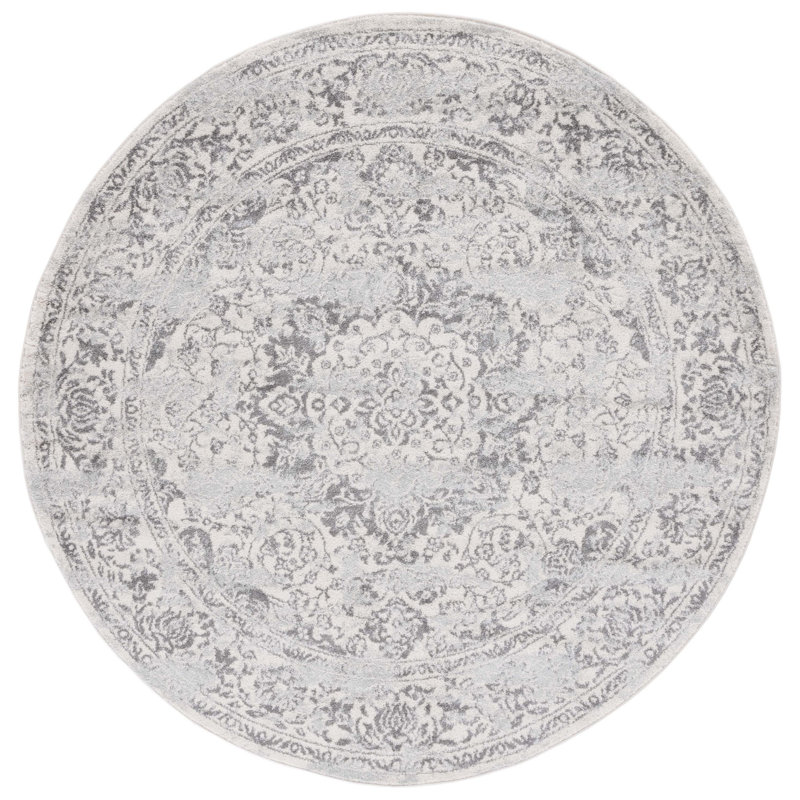 Tapis 282 ivoire / gris, Rond 6 pi 7 po
