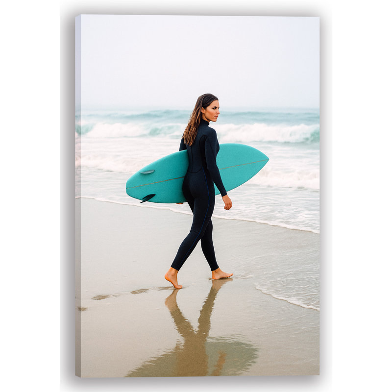 «Ocean Muse - Surfer Girl by the Shore», reproduction sur toile