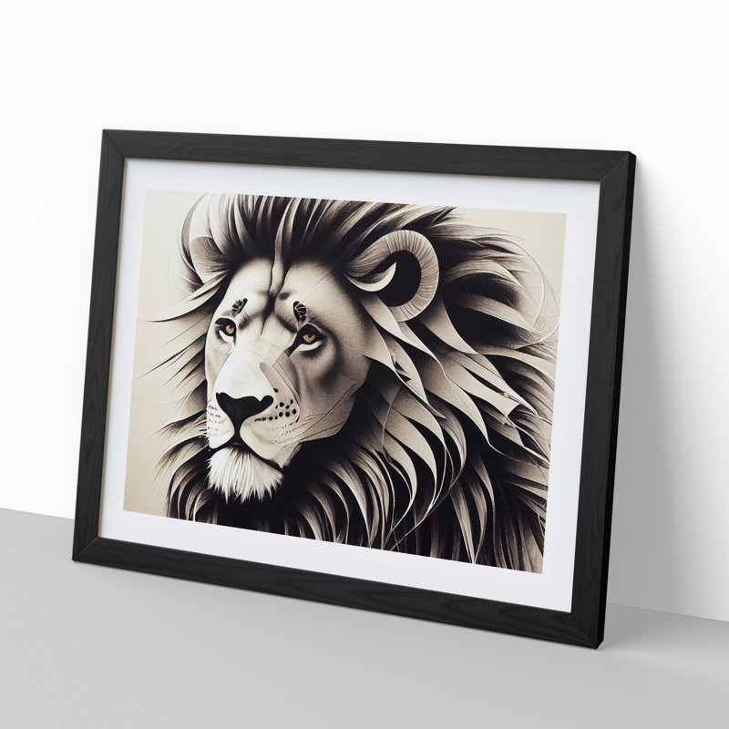 Miraculous Lion - Framed Print, 46cm H x 64cm W, Black Framed