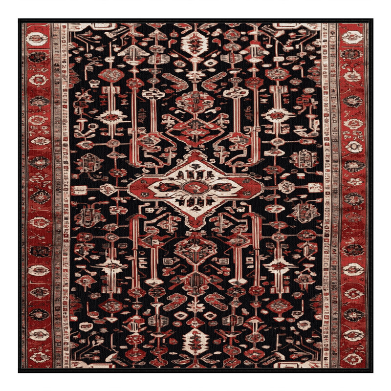 Machine Washable Turkish Brown Area Rug, Carré 4 pi