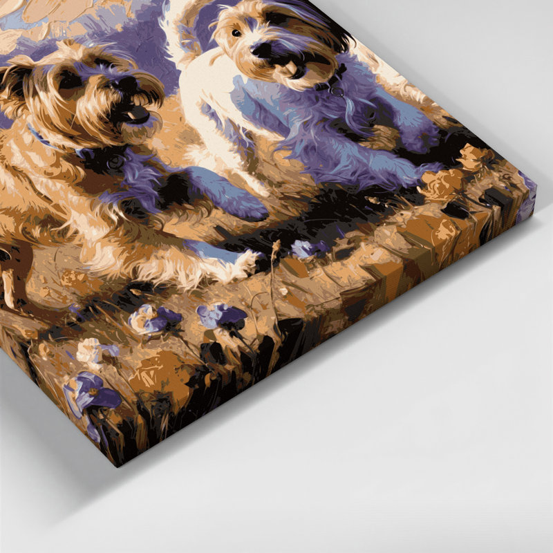 «Dogs Tibetan Terrier», art mural sur toile noire, H 11 po x l 14 po