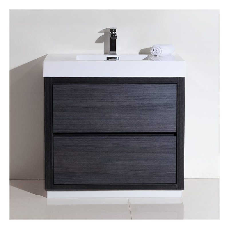 Royka 35.75'' Single Bathroom Vanity with Acrylic Top, Gray Oak