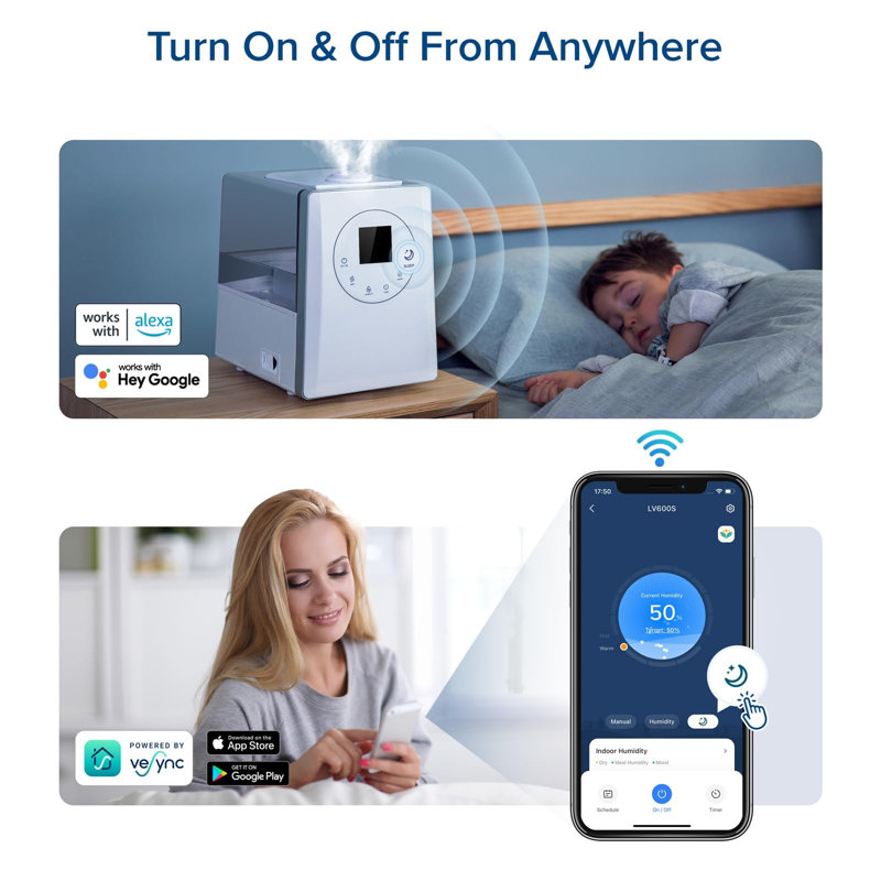 White Smart Warm and Cool Mist Humidifier with Voice Control