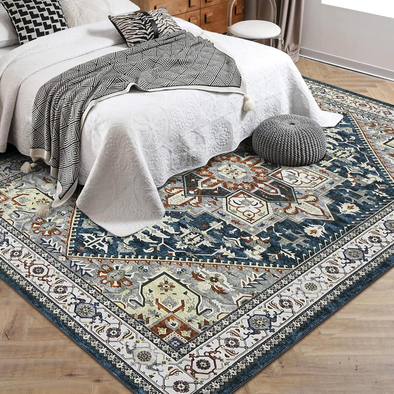 Tapis lavable à imprimé rétro, Rectangle 9 pi x 12 pi