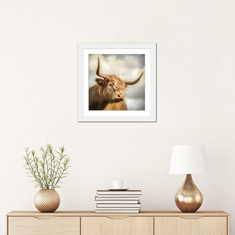 "Vache" par Mark Gemmell-impression d’art graphique, Papier blanc, Blanc, H 16 po x l 16 po x p 1 po