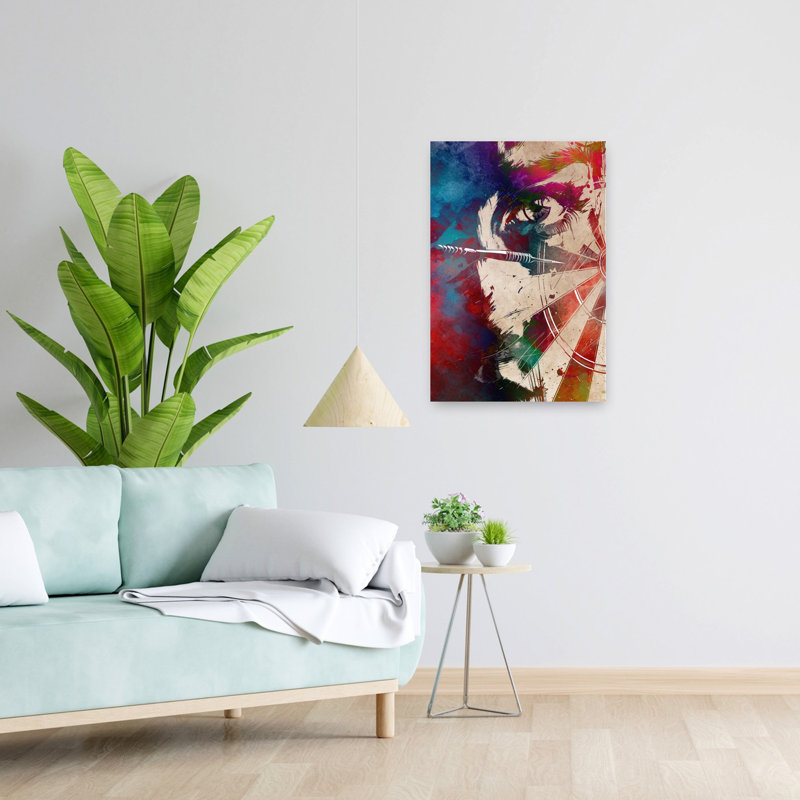 Œil sur cible abstraite, art mural coloré vibrant, H 24 po x l 16 po