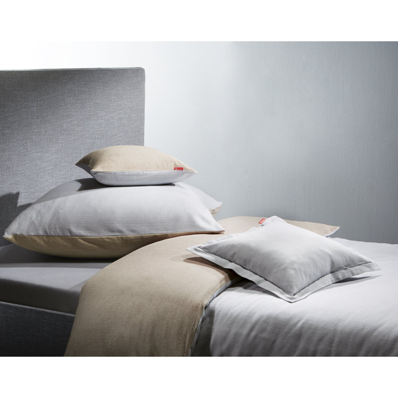 Lech Reversible Bed Linen, Silver/Beige, Double - 2 Pillowcases (80 x 80 cm)