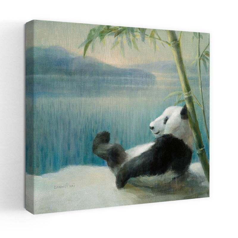 Art contemporain asiatique reposant en bambou avec des animaux, H 32 po x l 32 po