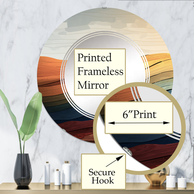 Ottava - Miroir mural moderne rond, 32 po x 32 po