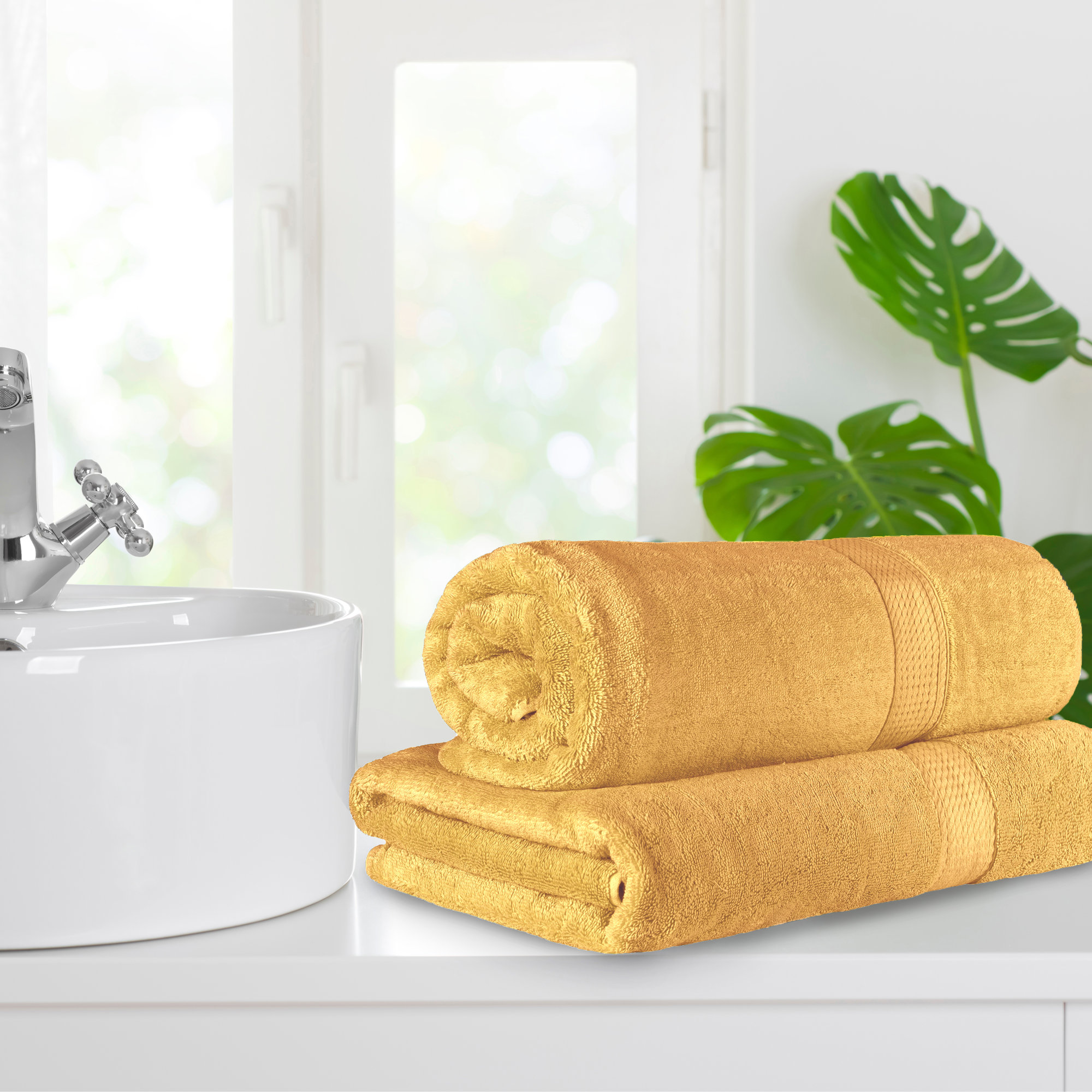 Renata 2 Piece 800 GSM Certified Egyptian Cotton Bath Sheet Set , Gold
