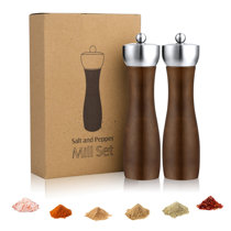 Oak Salt and Pepper Mill Set with Brass knobs – The Spice Sisters.co