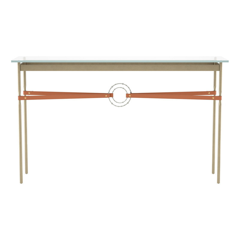Console Equus, Argenté, Cuir noir, Or doux