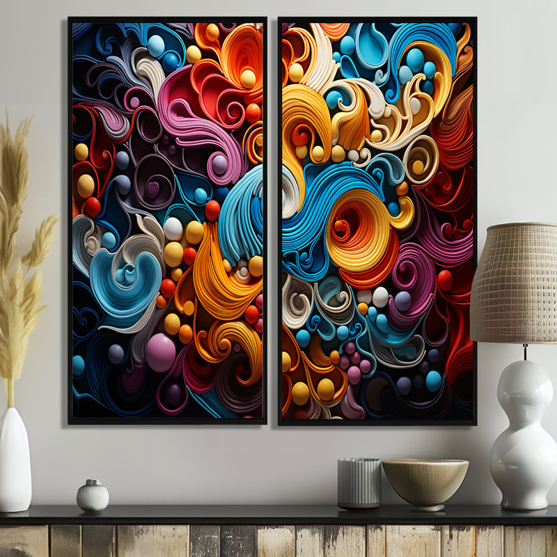 Opt Art Vibrant Illusions I - Art mural, H 32 po x l 32 po, Impression encadrée flottante, Noir