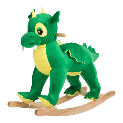Rocking Horse - Plush Dinosaur Animal Rocker - Toddler Ride on Toys for Ages 3 and Up - Wooden Rocking Horse - Ride on Toys by Happy Trails (Green)