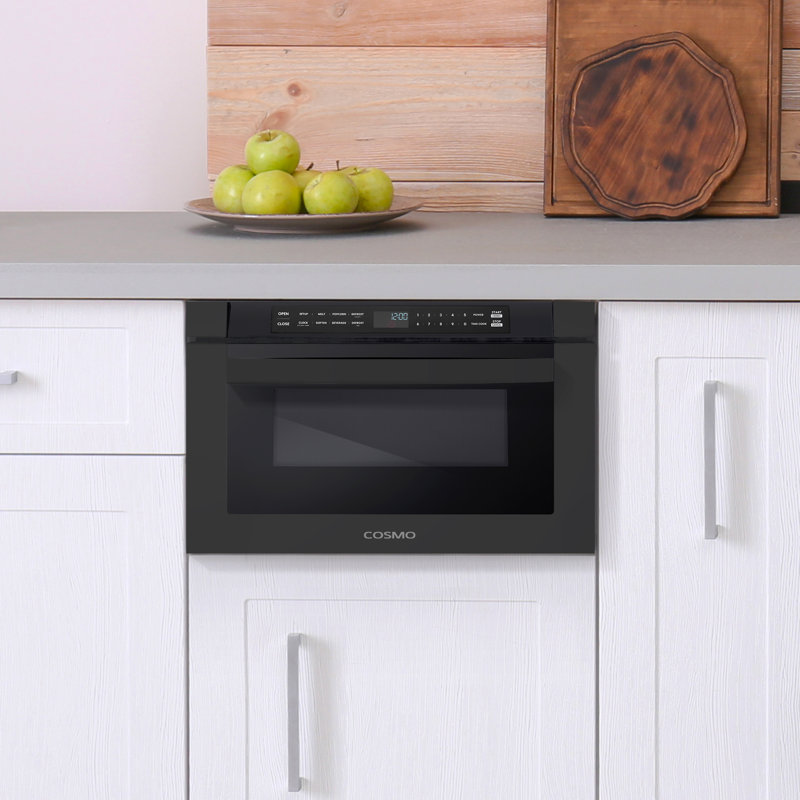Cosmo 24 In. Haven Collection 1.2 Cu. Ft. Built-in Microwave Drawer, 1000w, Touch Controls, Defrosting Rack In Matte Black
