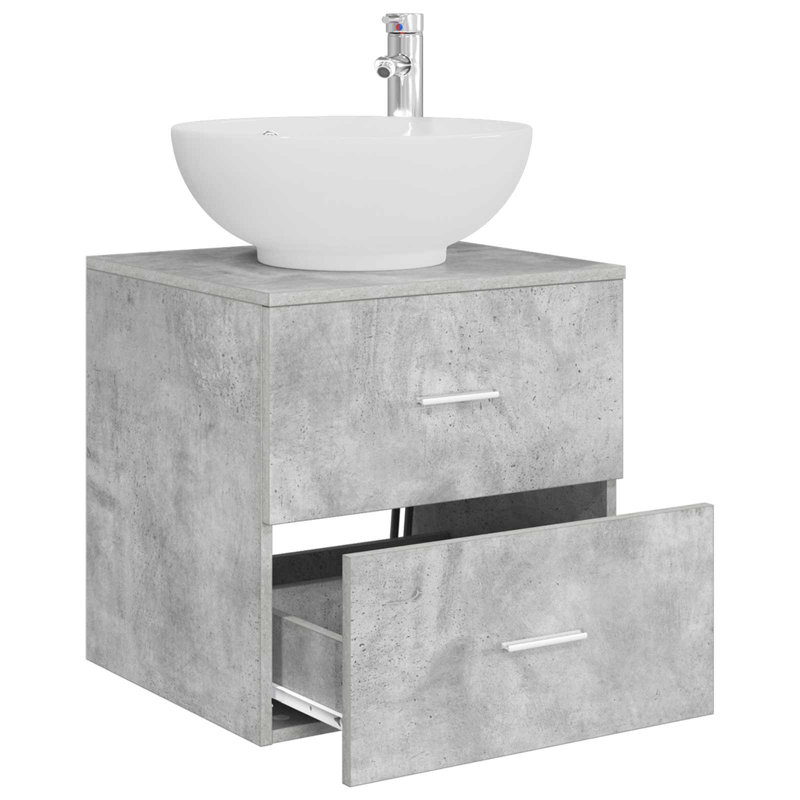 Single Bathroom Vanity with Ceramic Basin, Concrete Grey
