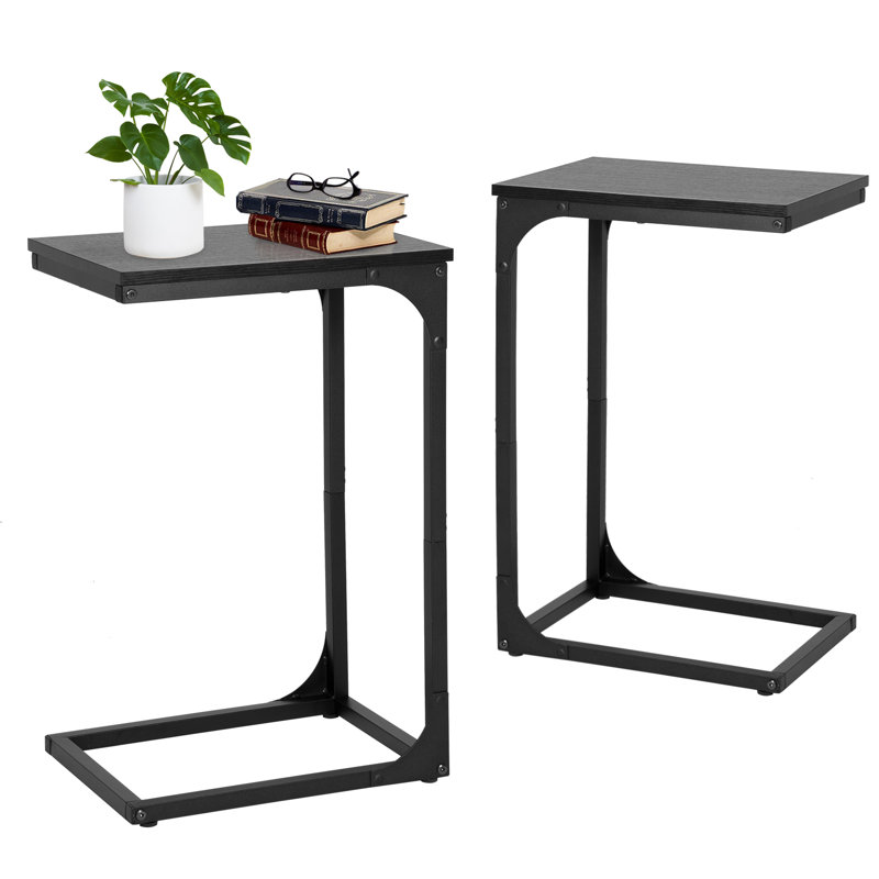 C Shaped End Table With Adjustable Feet,Small Side Table For Couch,Sofa Table With Metal Frame For Living Room,Bedroom,Bedside