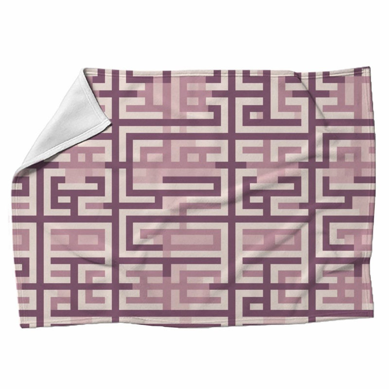 Machine Printed Throw Blanket, Throw, Geometric, Pink/Purple