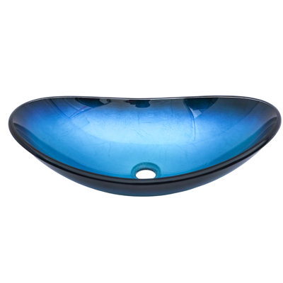Lavabo vasque de salle de bain en verre trempé Blue Boat