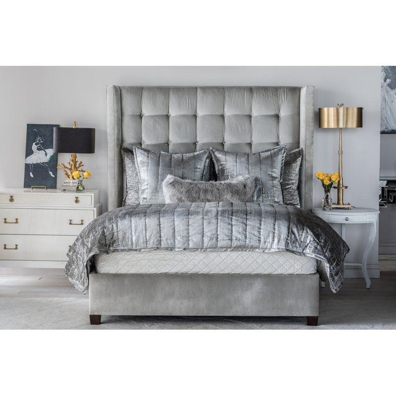 Moderne Quilted Blanket, Silver