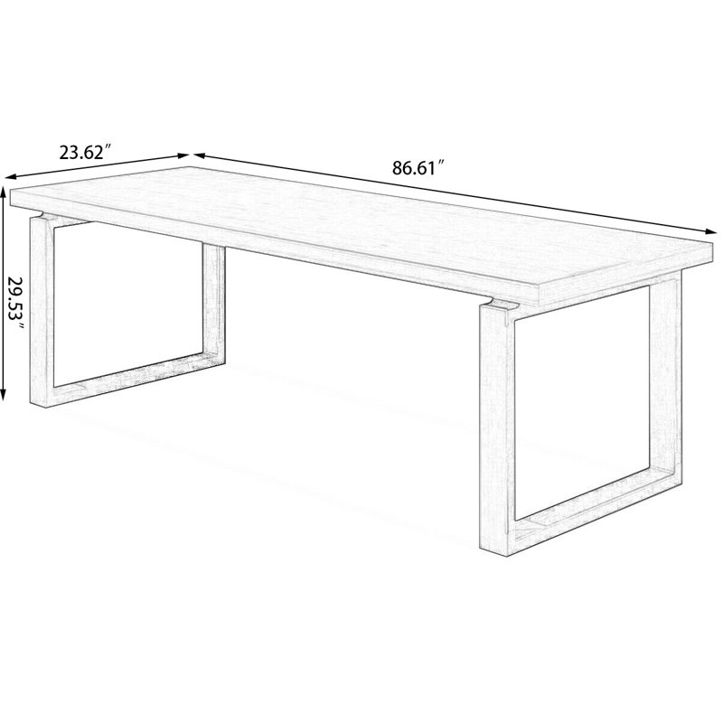 Bureaux rectangulaires bruns en bois massif, H 29,53 po x l 86,61 po x P 23,62 po
