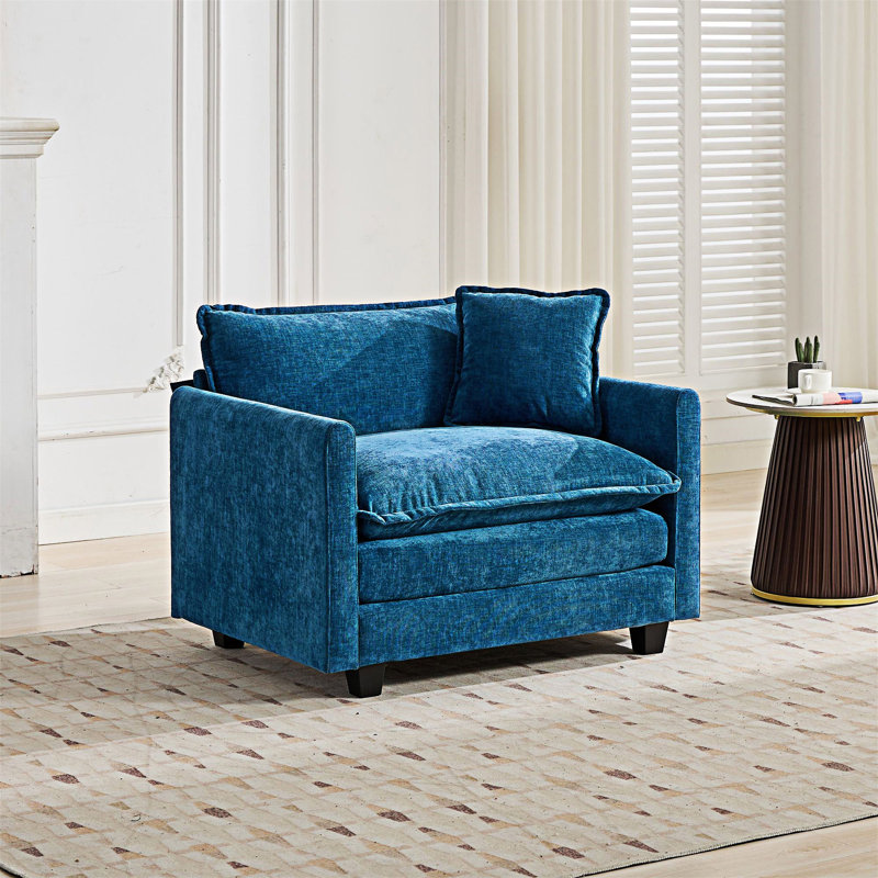 Upholstered Single Sofa, Blue