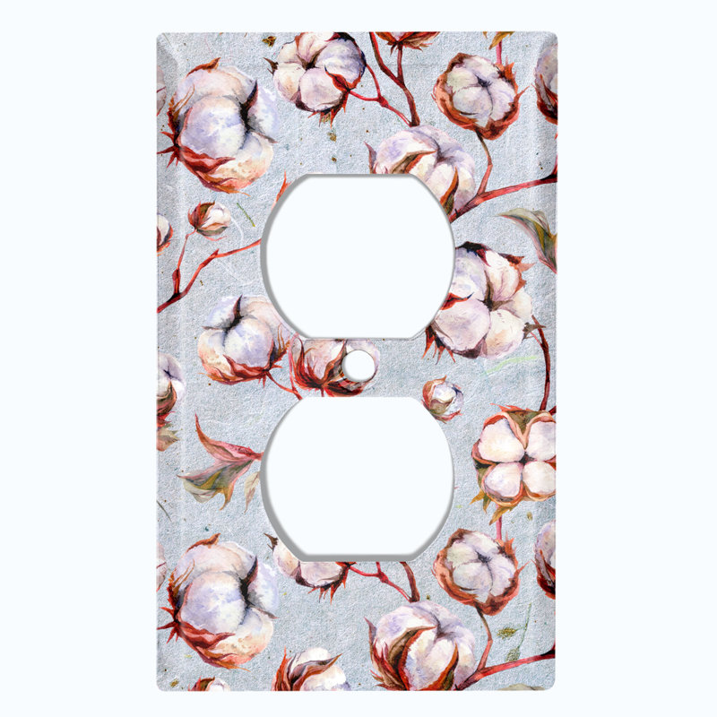 Cotton Flower Branch Gray Landscape & Nature 1 - Gang Combination Plate Standard Combination Wall Plate