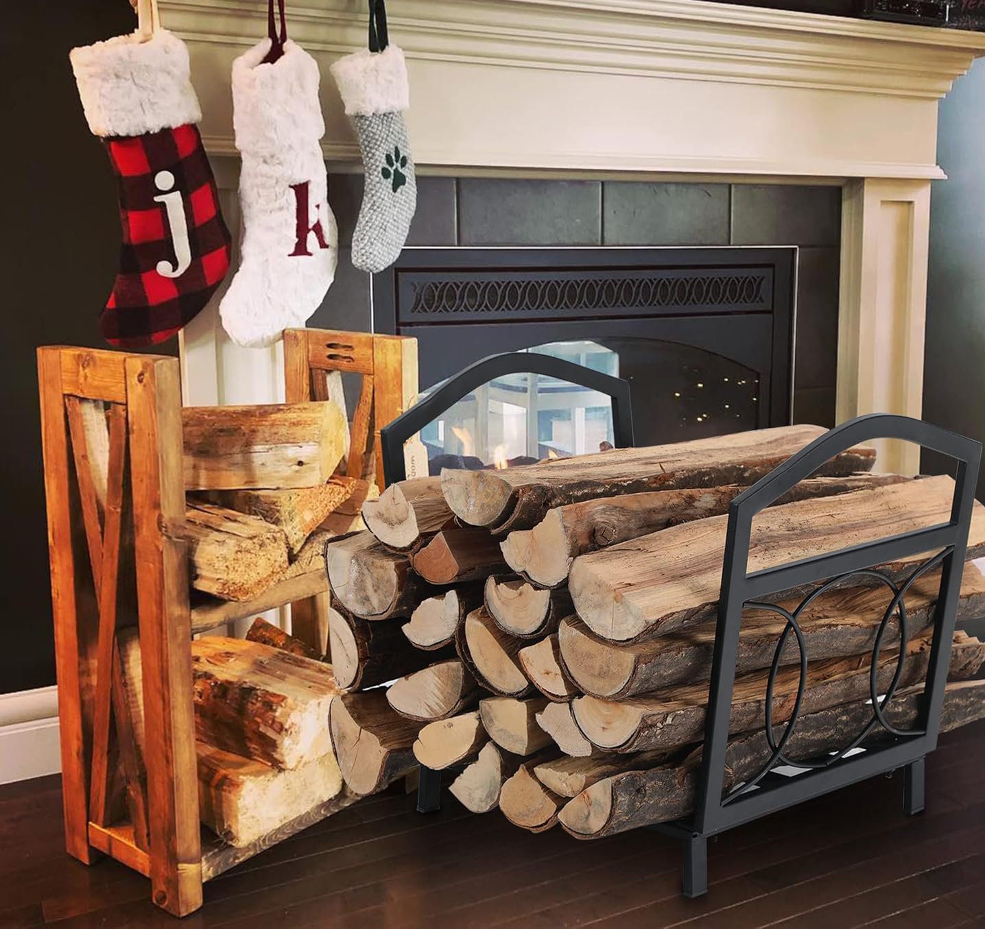 Decorative Interior Wood Rack Farmhouse Decor Indoor Firewood Log Rack Plans