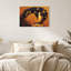 Femme aux cheveux en forme de feuille dans une toile murale de style géométrique orange-1313483917