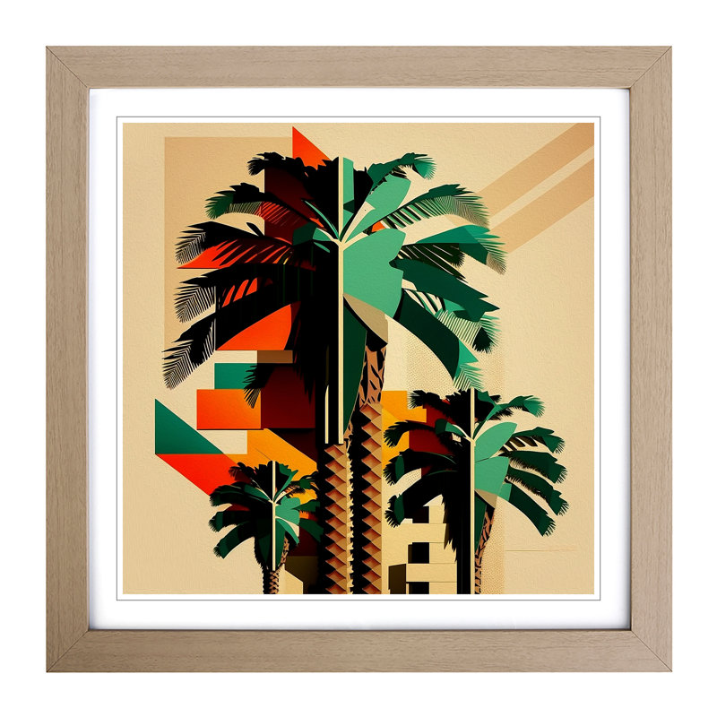 Palm Tree Constructivism - Framed Print, Oak