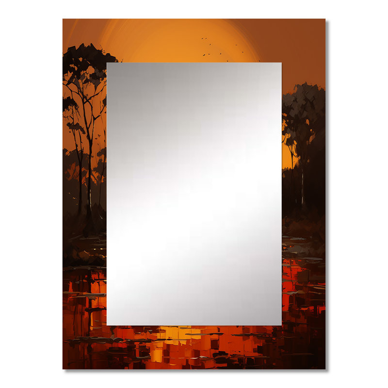 African Savannah Serenade VI - miroir mural art africain, miroir décoratif global, impression d'art en métal, 32 po x 24 po