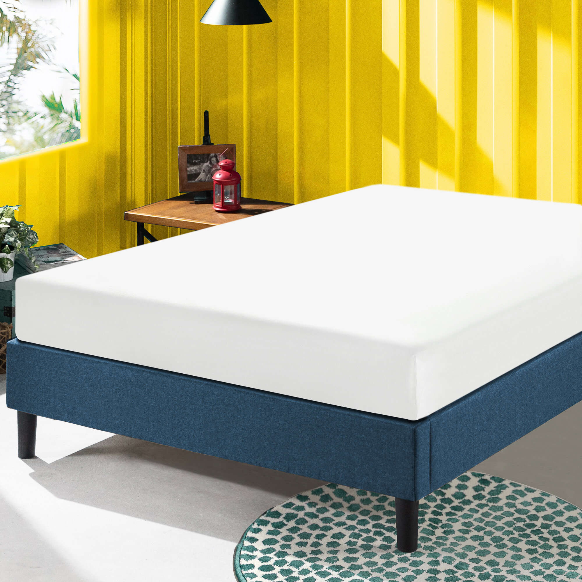 Hateya upholstered low profile online platform bed base