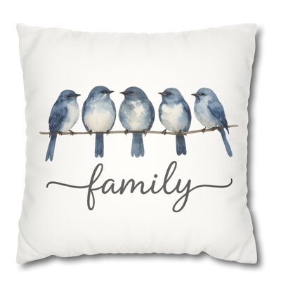 Birds Family Throw Pillow Cover | Farmhouse Decorative Cushion  Rustic Home Décor