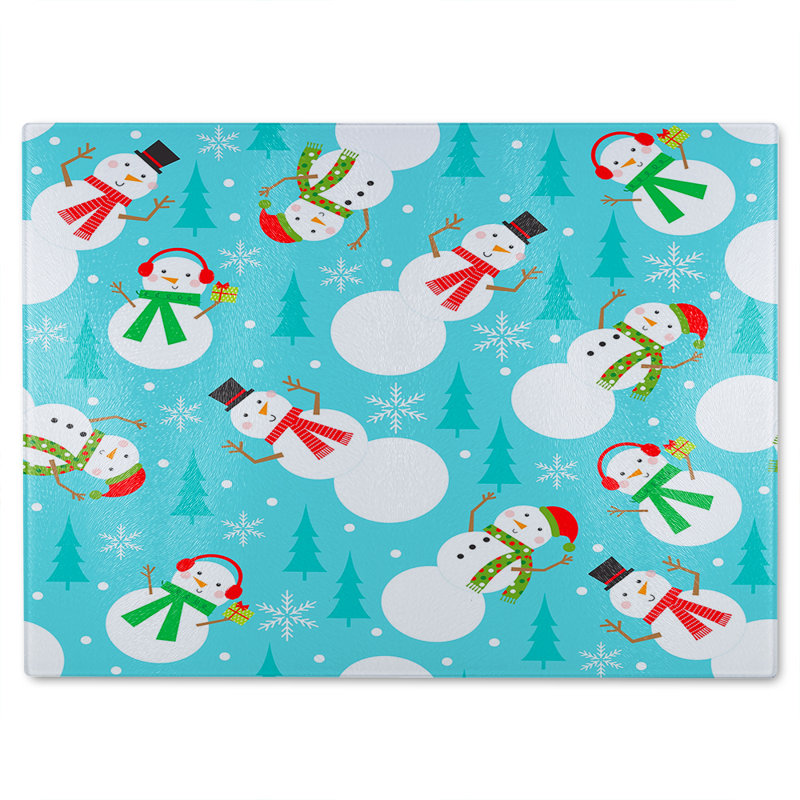 Snowman Seamless Pattern Design Dining Glass Chopping Board