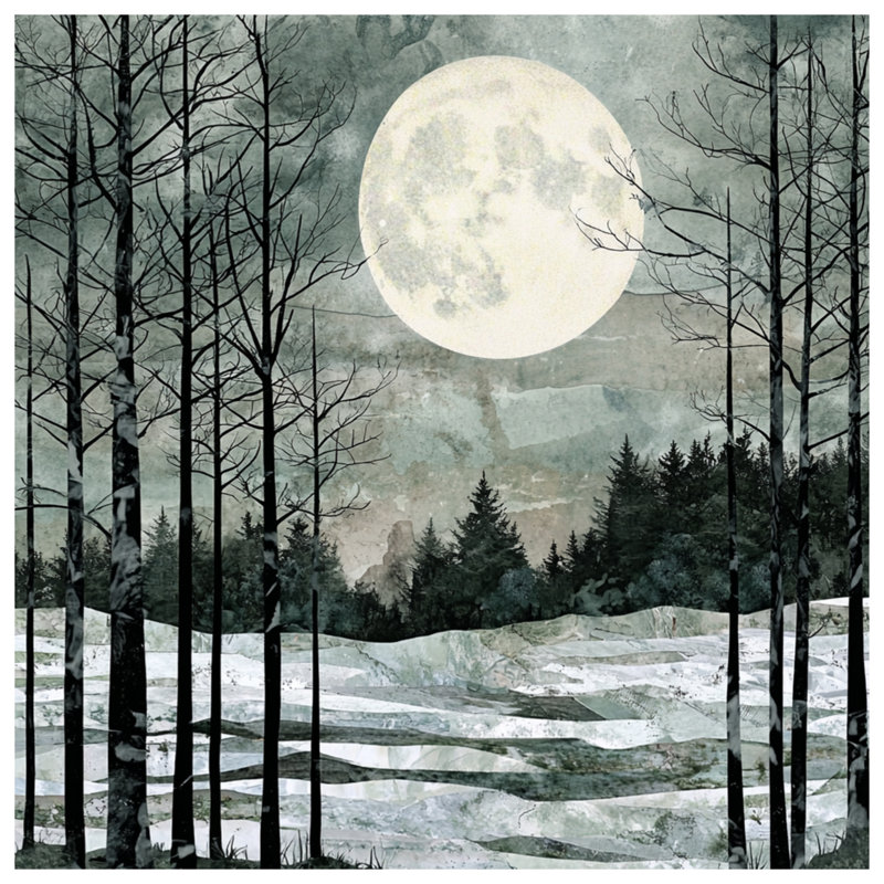 Full Moon Winter Landscape Bath Mat, 24in W x 17in L