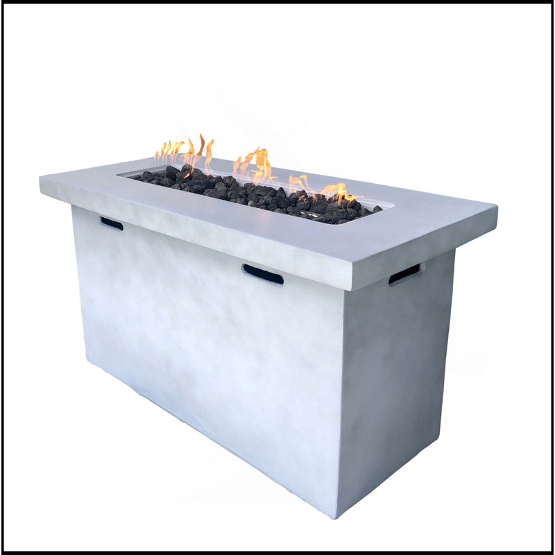 25" H X 42" W Fiber Reinforced Concrete Propane Outdoor Fire Pit Table, Gray