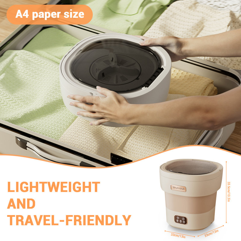 Machine à laver portable avec panier à linge, mini laveuse pliable de 12 L pour les sous-vêtements, les vêtements de bébé et les voyages