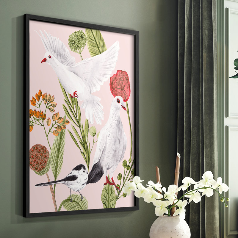Birds in Motion I Framed Print - Solid Wood, 20" H x 16" W, Black