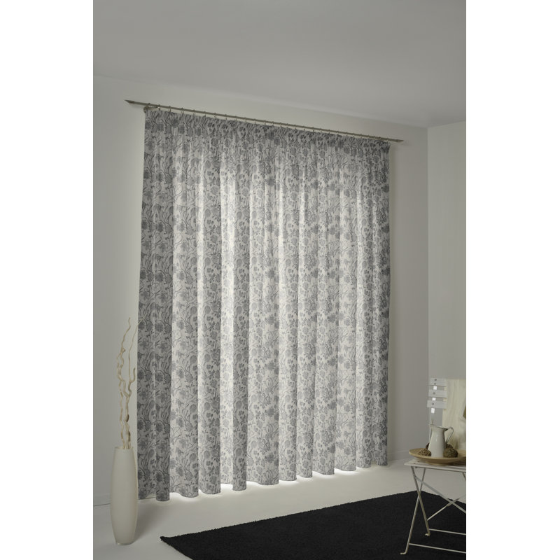 Micheal Pinch Pleat Opaque Single Curtain, 245cm Width x 145cm Drop, Black / Grey.